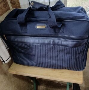 Vintage Jaguar Navy Blue Carry On Bag With Mult Zippered Pockets Shoulder Strap